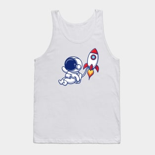 Cute Astronaut Flying With Rocket Tank Top